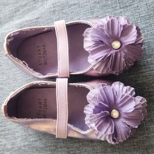 Stuart Weitzman Purple Baby Bud Flower Fancy Dress Shiny Baby Infant Shoe Size 3